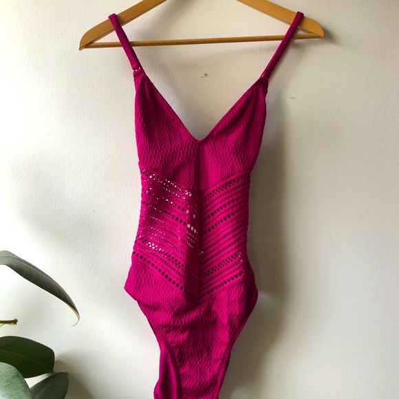 Robin Piccone Knit Swimsuit in Fuschia - Picture 3 of 7